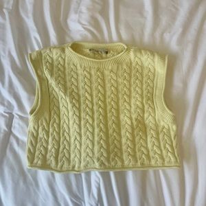 Zara Cropped Cable Knit Sweater Vest
